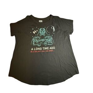 Torrid Black Star Wars Disney Shirt Short Sheer Sleeves Darth Vader Death Star 4